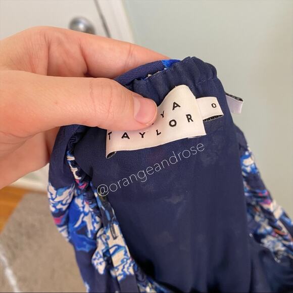 Tanya Taylor Blue Floral Tiered Tropical Silk Strappy Maxi Dress Vacation 0 XS - Picture 3 of 15